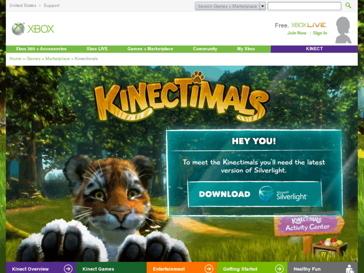 www.kinectimals.net