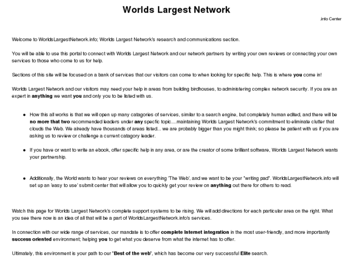 www.worldslargestnetwork.info