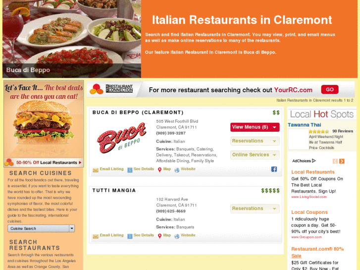 www.italianrestaurantsinclaremont.com