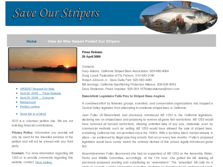 www.saveourstripers.org