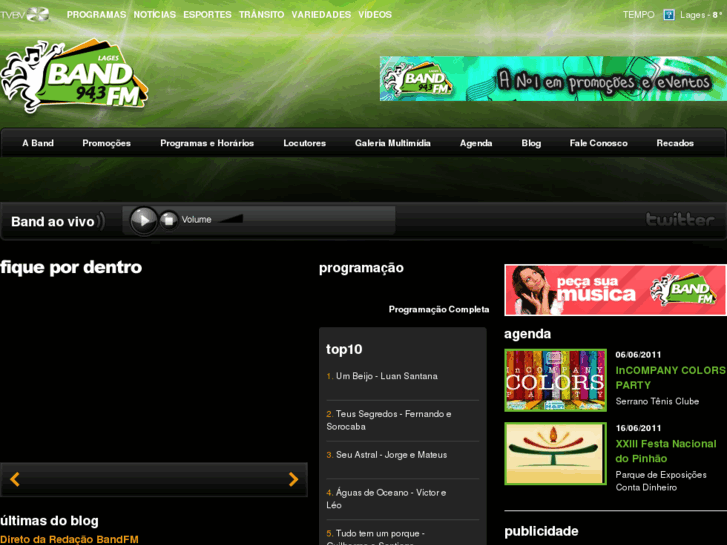 www.bandfmlages.com.br