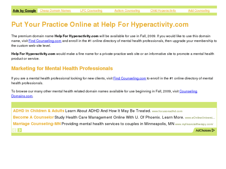 www.helpforhyperactivity.com