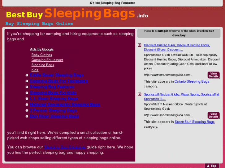 www.bestbuysleepingbags.info
