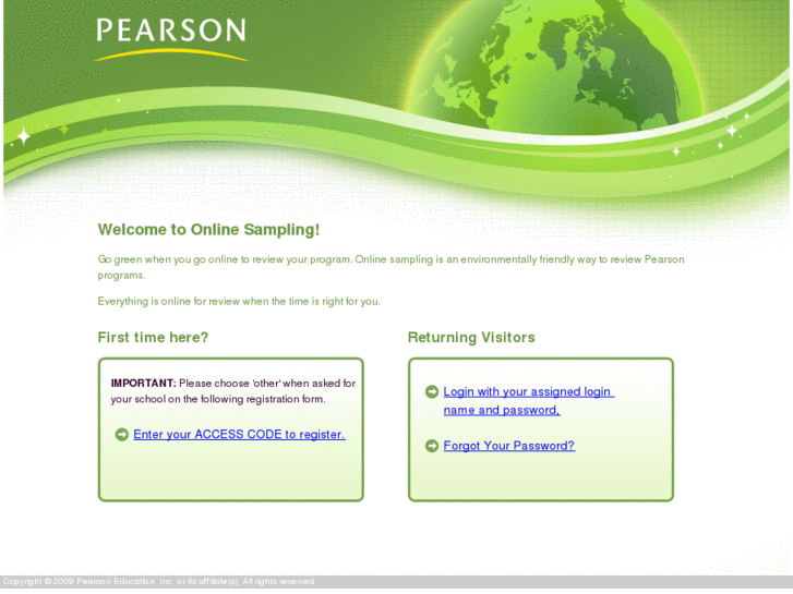 www.pearsononlinesampling.net