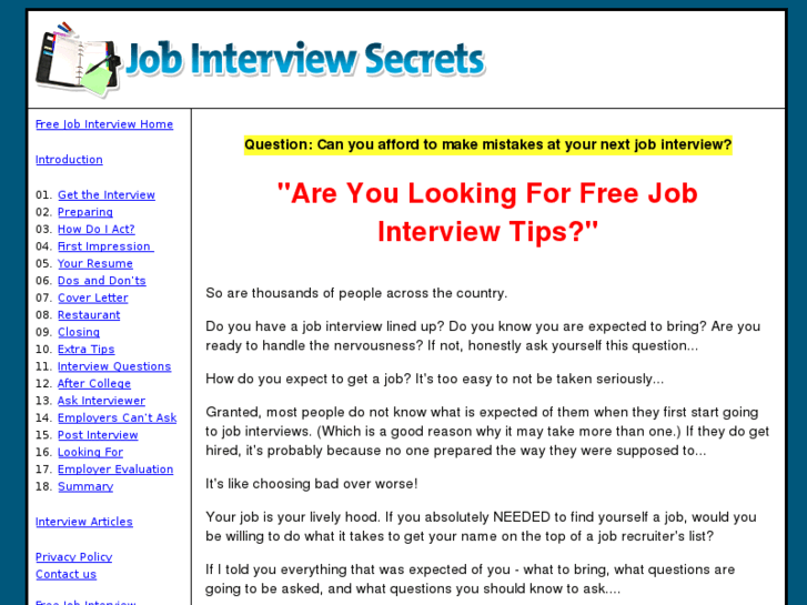 www.freejobinterviewtips.net