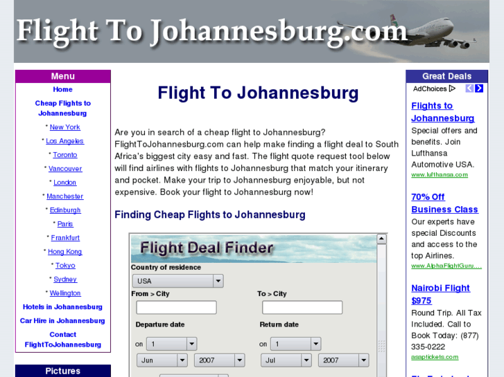 www.flighttojohannesburg.com