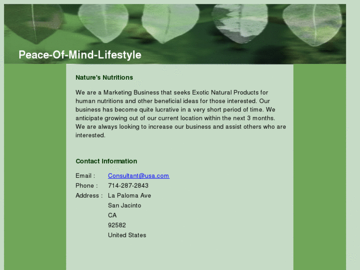 www.peace-of-mind-lifestyle.net