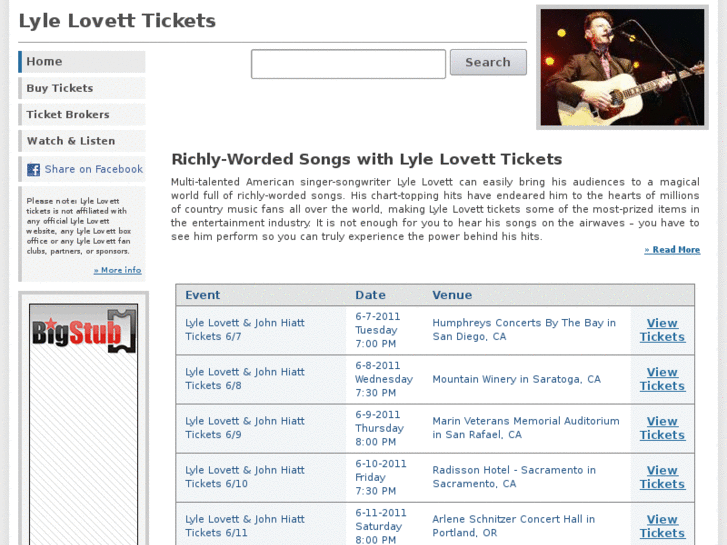 www.lylelovetttickets.net