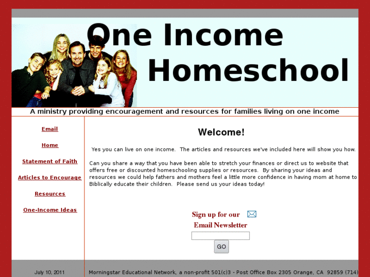 www.oneincomehomeschool.org