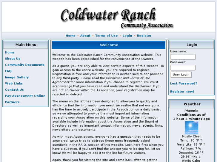 www.coldwaterranchhoa.com