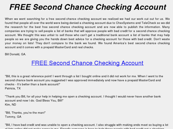 www.freesecondchancecheckingaccount.com