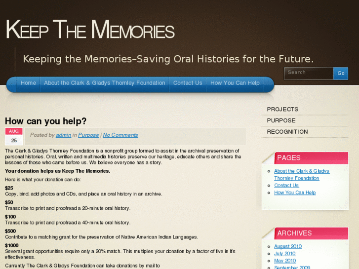 www.keepthememories.org