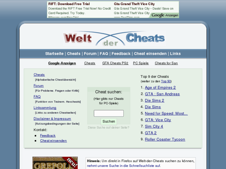 www.welt-der-cheats.de