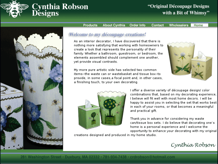 www.cynthiarobsondesigns.com