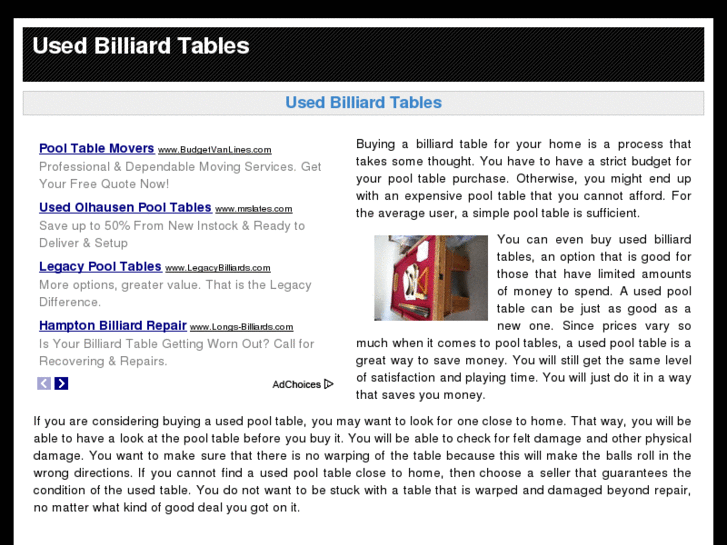 www.usedbilliardtables.net