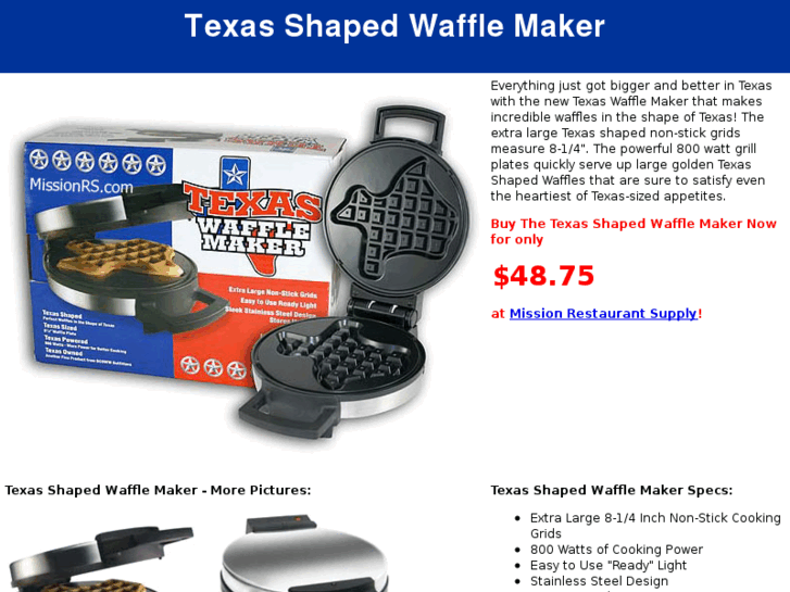 www.texasshapedwafflemaker.com