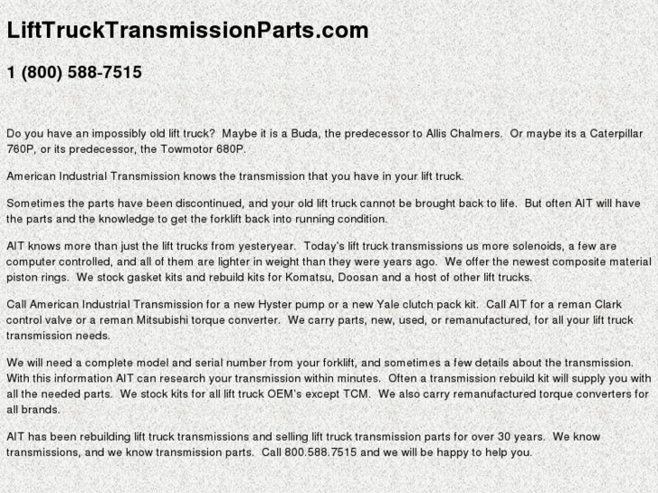 www.lifttrucktransmissionparts.com