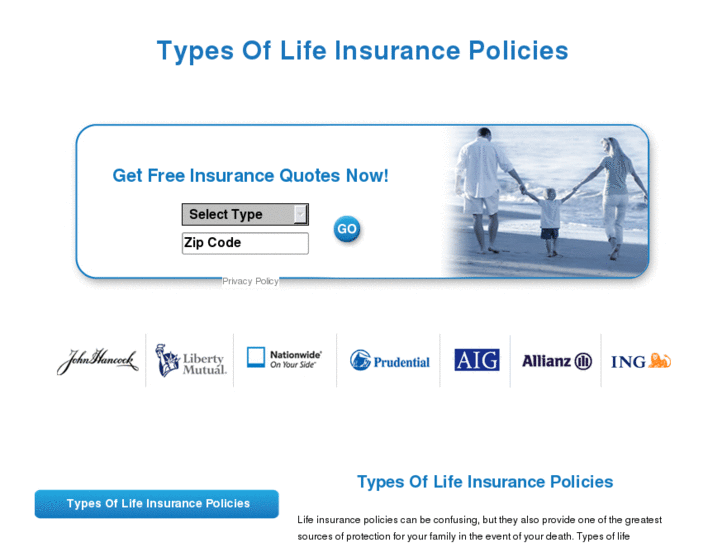 www.typesoflifeinsurancepolicies.com