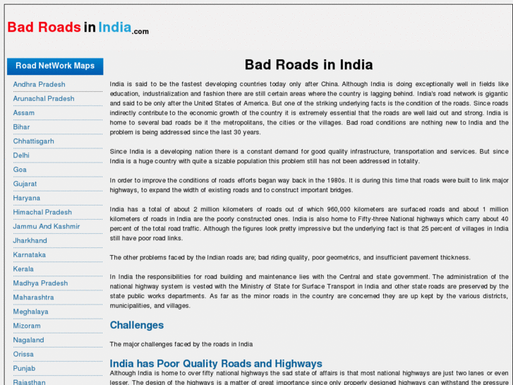 www.badroadsinindia.com