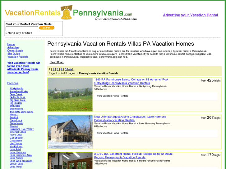 www.vacationrentalspennsylvania.com
