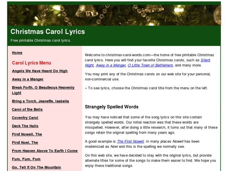 www.christmas-carol-words.com