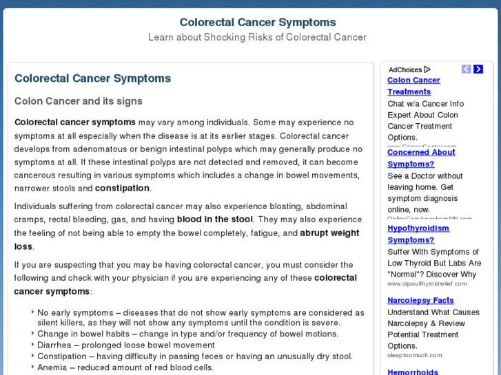 www.colorectalcancersymptoms.org