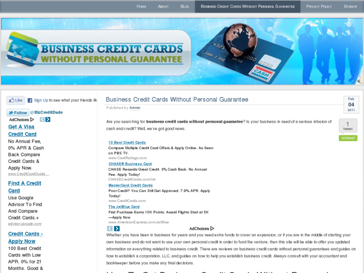 www.businesscreditcardswithoutpersonalguarantee.net