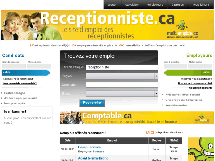 www.receptionniste.ca