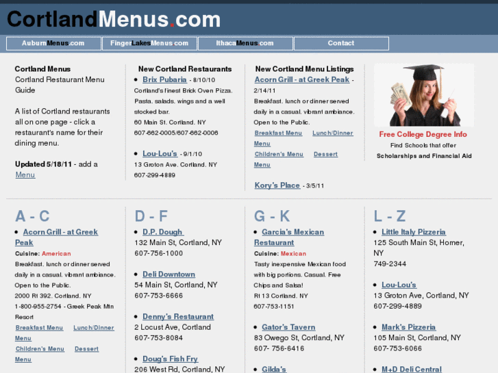 www.cortlandmenu.com