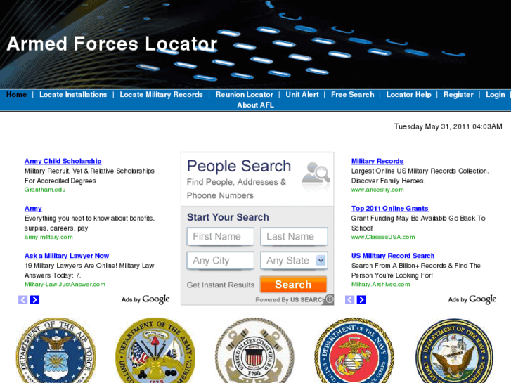 www.armedforceslocator.com