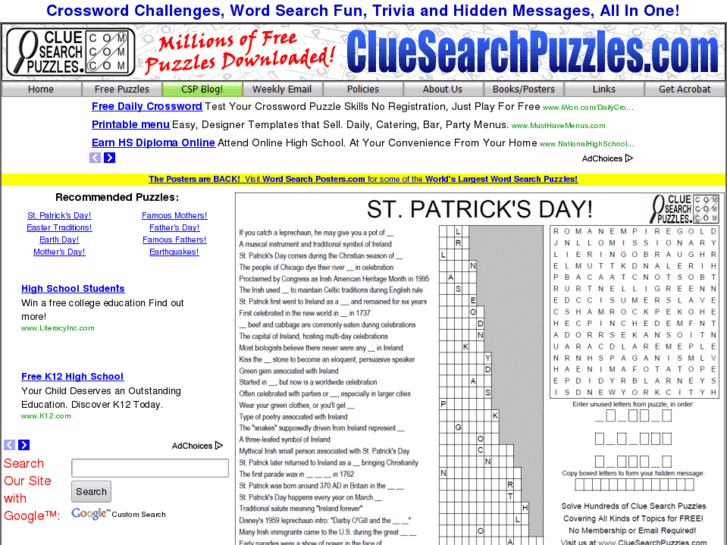 Cluesearchpuzzles Com: Clue Search Puzzles Combining Trivia Questions