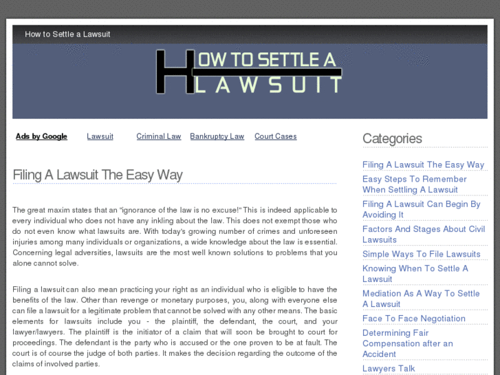 www.howtosettlealawsuit.net