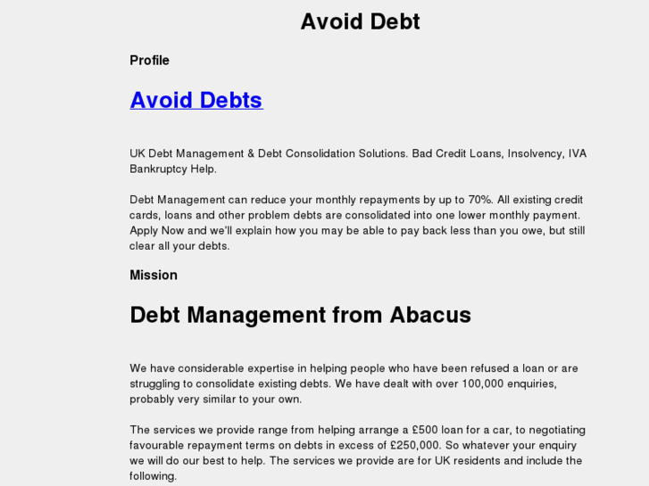 www.avoiddebt.net