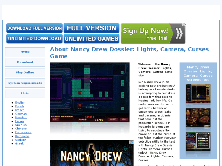 www.nancydrewdossierlightscameracursesonlinegame.com