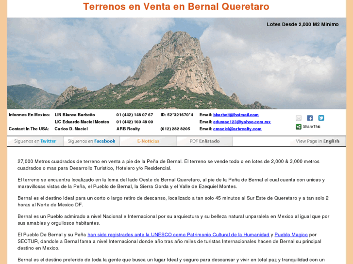 www.terrenosenventabernalqueretaro.com