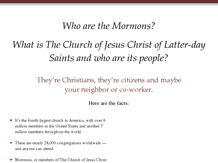 www.whoarethemormons.com
