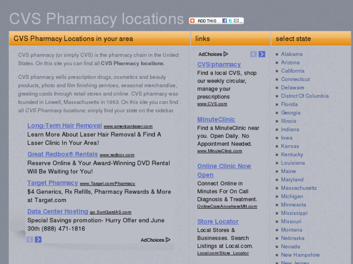 www.cvspharmacylocations.net