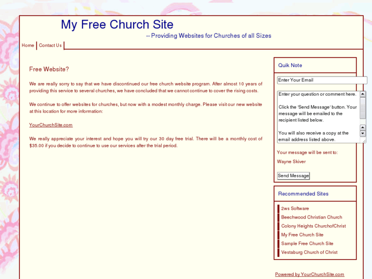 www.myfreechurchsite.com