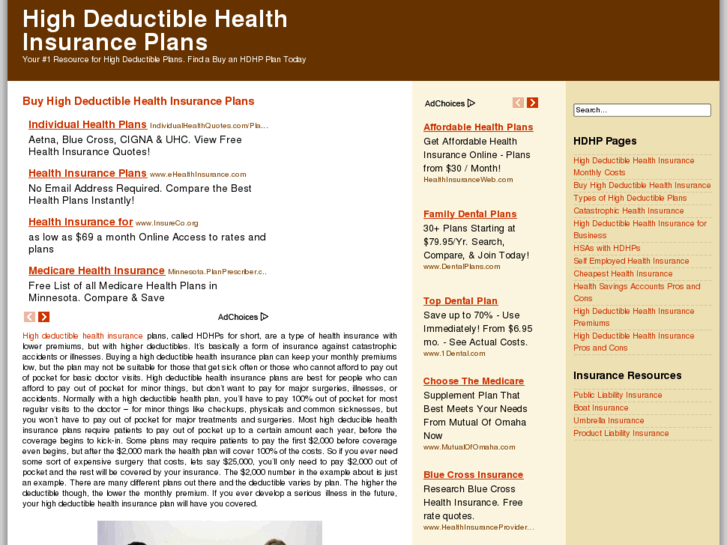 www.highdeductiblehealthinsuranceplans.org