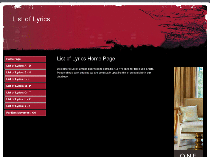 www.listoflyrics.com