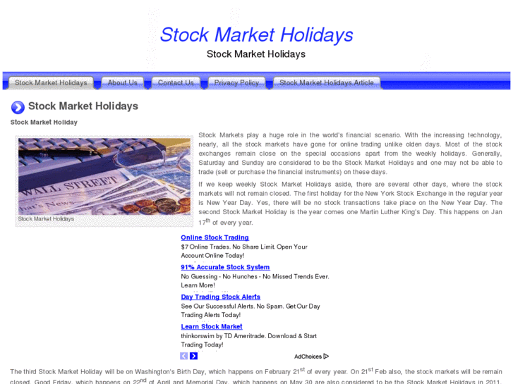 www.stockmarketholidays.org