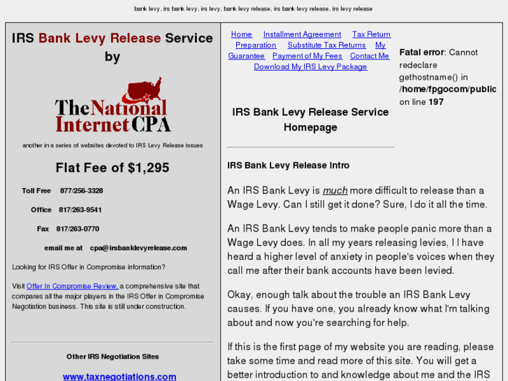 www.irsbanklevyrelease.com