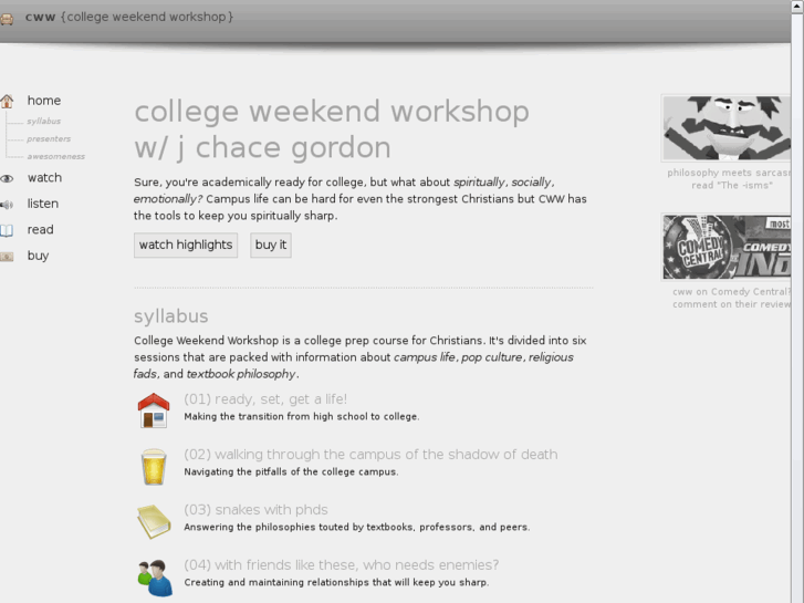 www.collegeweekendworkshop.com