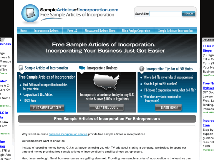 www.samplearticlesofincorporation.com