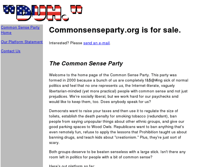 www.commonsenseparty.org