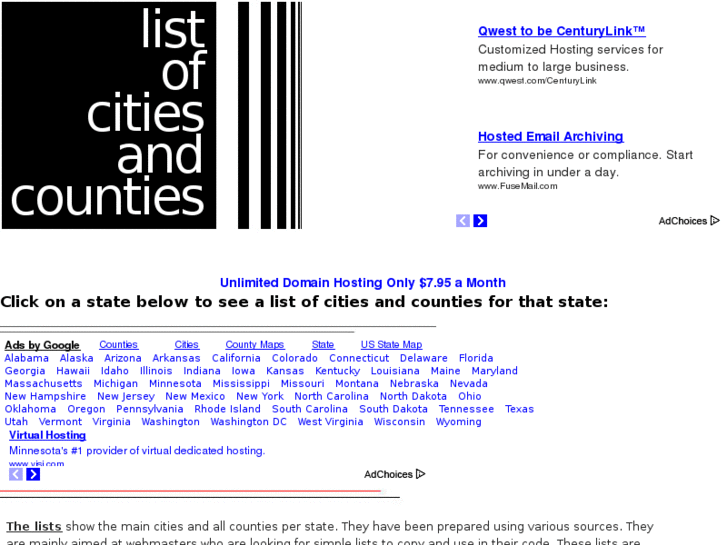 www.listofcitiesandcounties.com