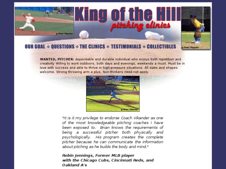 www.kingofthehillpitchingclinics.com