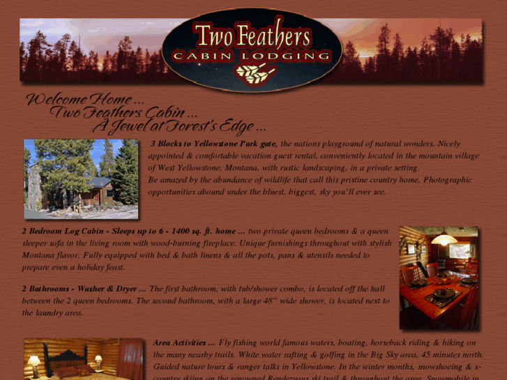 www.twofeatherscabinlodging.com