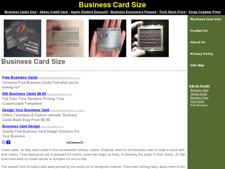 www.businesscardsize.org