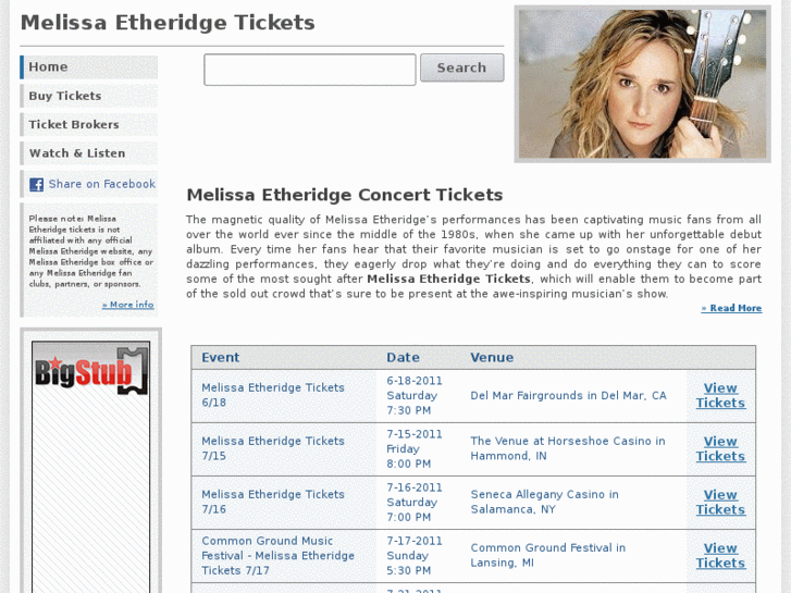 www.melissaetheridgetickets.net